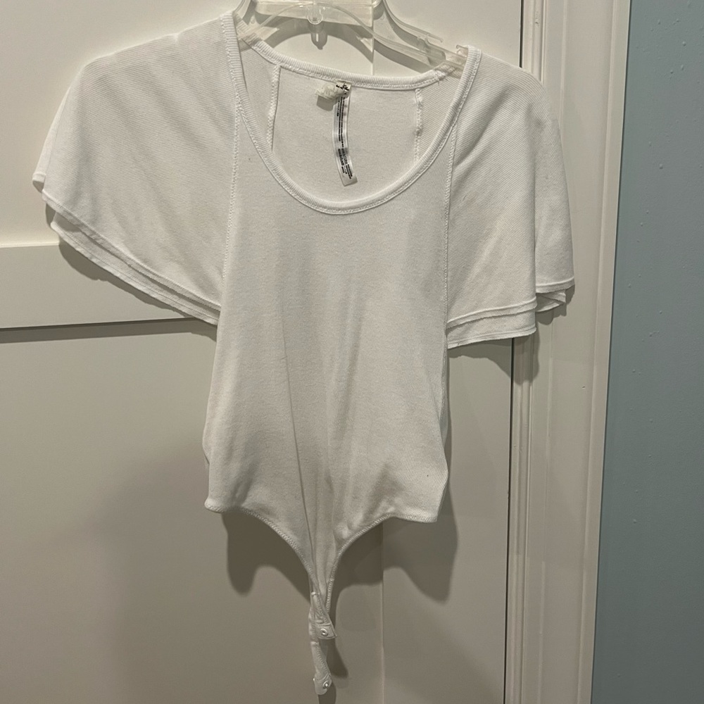 Free People Intimates bodysuit with flare shoulders.